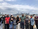 Tour group in front of the NYC skyline