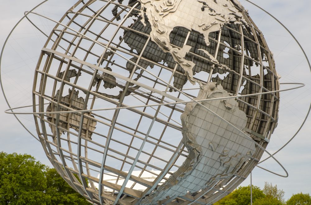 Unisphere close up shot from Brooklyn, Bronx, Queens Tour