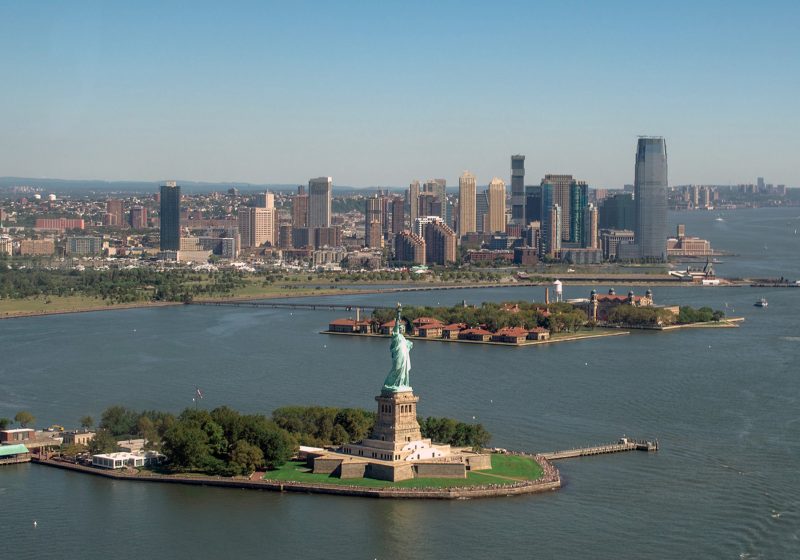 Aerial view of Liberty and Ellis islands