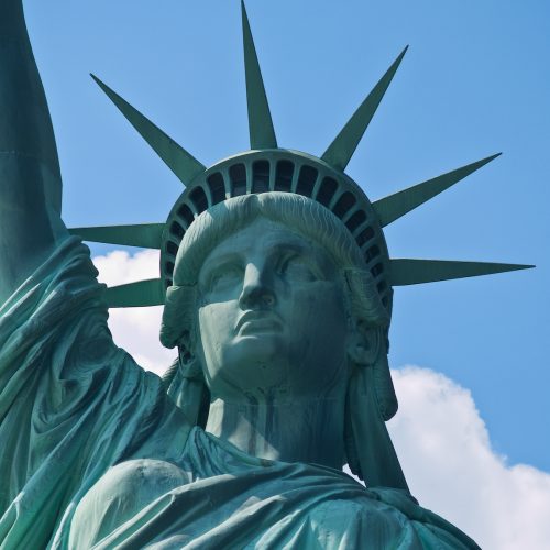 closeup of the Statue of Liberty