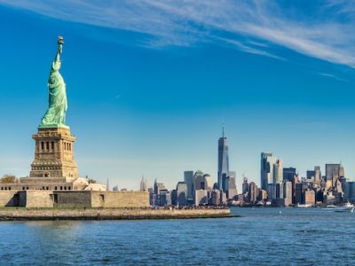 Statue of Liberty against Manhattan skyline