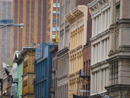 buildings in SoHo New York City with cast-iron architecture