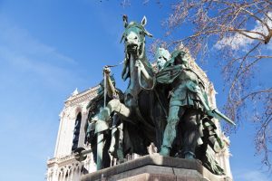 Statue of Charlemagne in front of Notre Dame