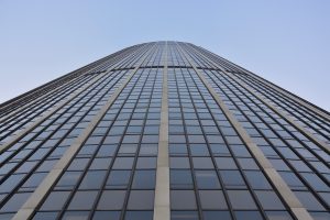 Montparnasse Tower skyscraper seen from below