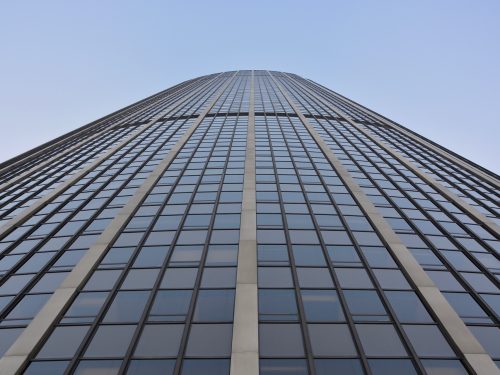 Montparnasse Tower skyscraper seen from below