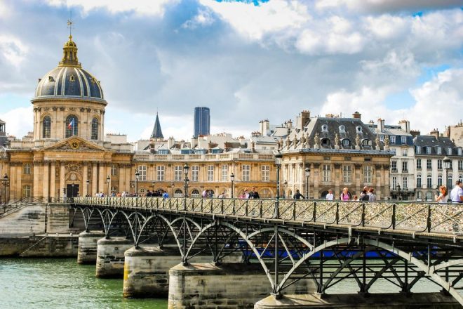 Pont des Arts in Paris on Seine river walking tour