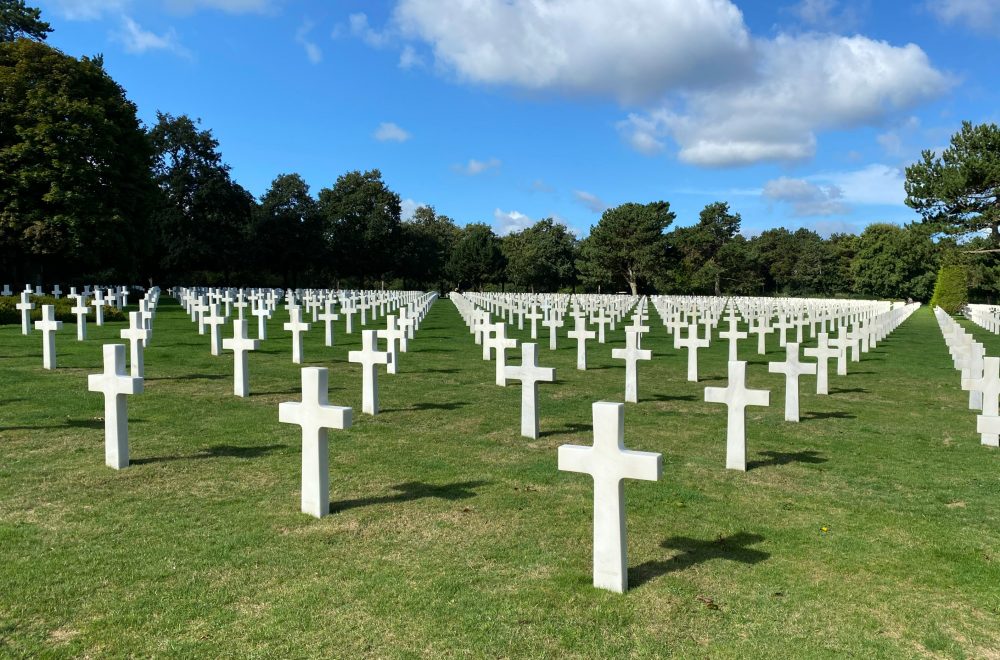 crosses in the American cemetery in Normandy, France, part of our D-Day guided tour from Paris to Normandy