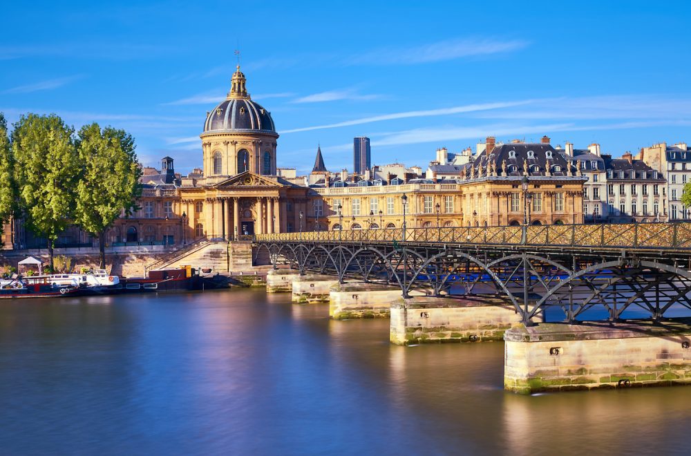 Pont des Arts leading towards Institut de France, Paris, France