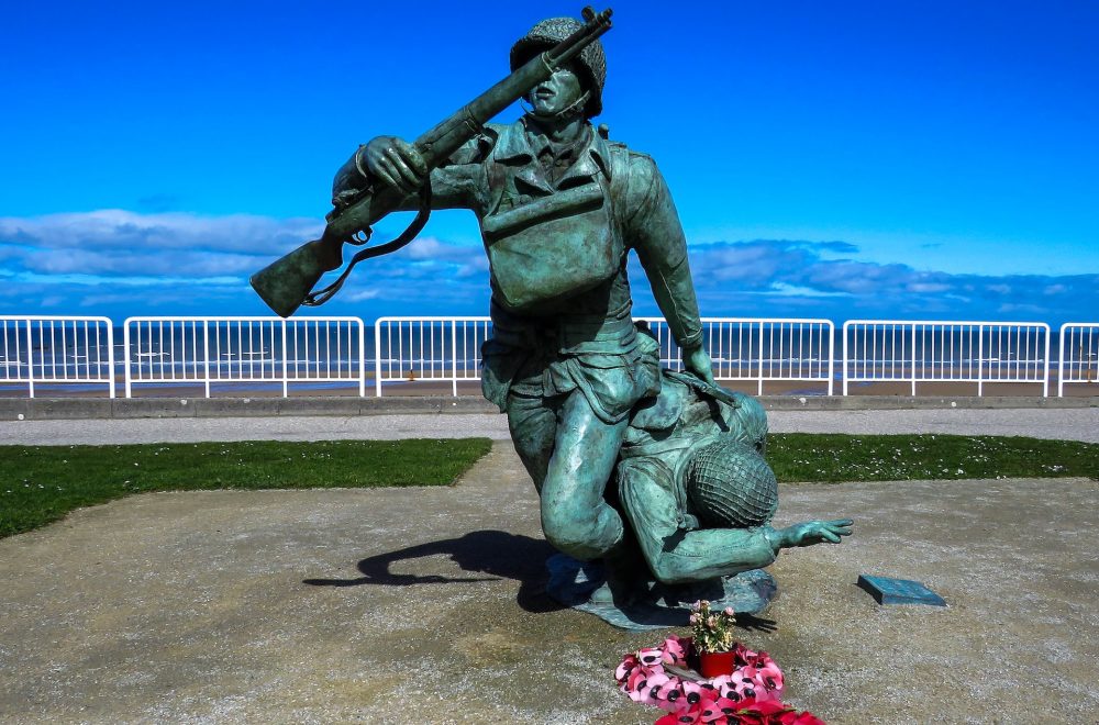 D-Day soldier statue on guided tour of Normandy