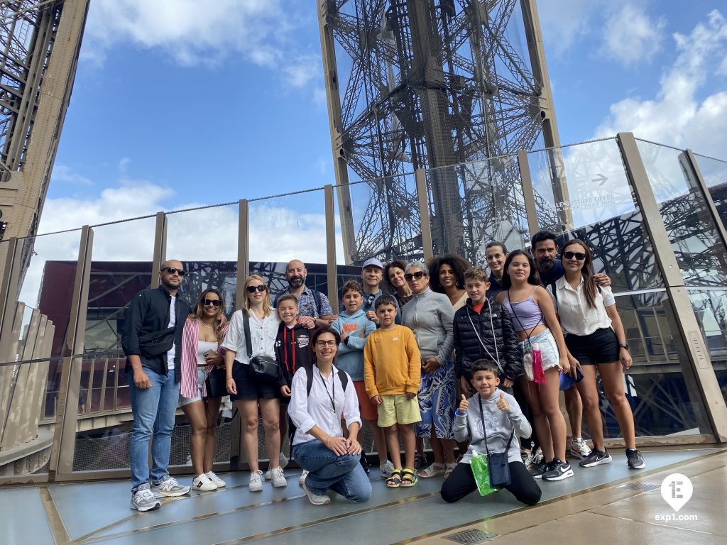 Group photo Eiffel Tower Guided Climb by Stairs on 2 July 2023 with Melanie