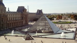 Louvre pyramid with fountain (2)
