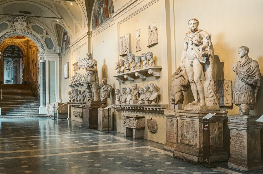 Sculptures in the Vatican Museums on guided tour