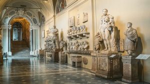 Sculptures in the Vatican Museums on guided tour