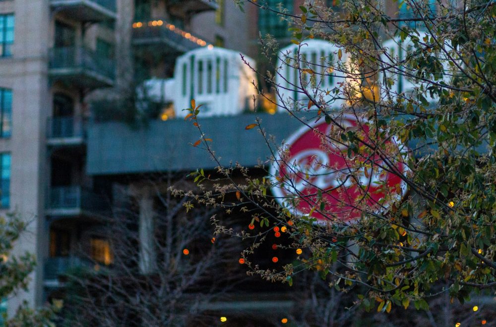 Pearl red sign in San Antonios Pearl District