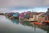 Houseboats on the water in Sausalito near San Francisco, California