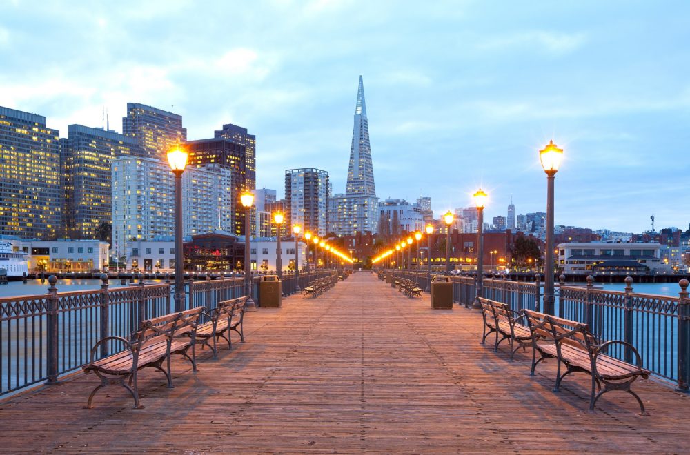 Buildings at downtown from Embarcadero at dusk in SF_iStock
