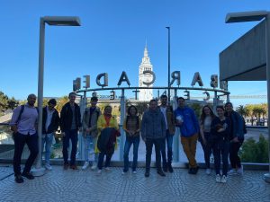 Corporate team-building group at the San Francisco Embarcadero