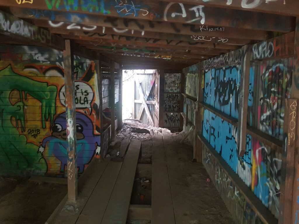 Ruined Structures Covered In Graffiti