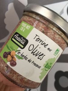 Jar of terrine of pork with olives