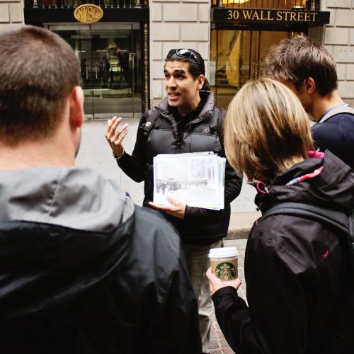 guide giving private tour of wall street