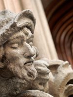 Sculpture at the entrance of Casa Amatller in Barcelona