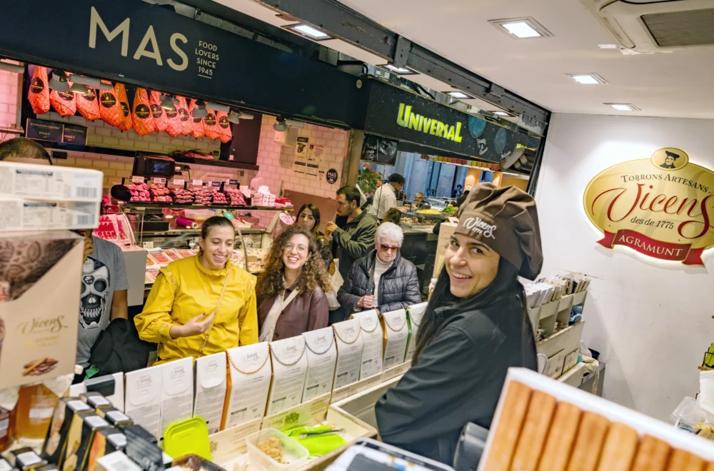 Vendor and guests at Barcelona Markets Tour