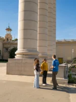 Guide and guests during Montjuic Walking Tour in Barcelona