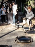 Kid playing on Montjuic Barcelona walking tour