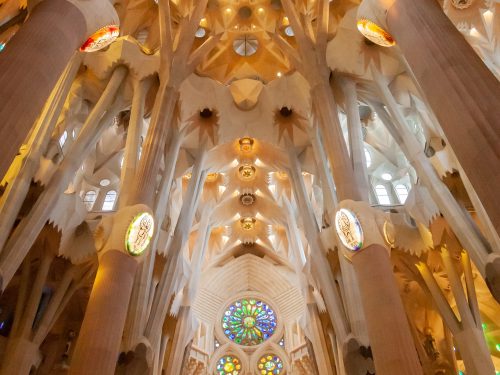 inside the Sagrada Familia on a guided tour