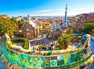View of Park Guell tour in Barcelona Spain