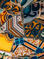 Closeup of mosaic by Antoni Gaudi