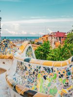 Curved sculpture designed by Gaudi in Park Güell