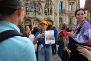 Guide explaining in front of Casa Batllo
