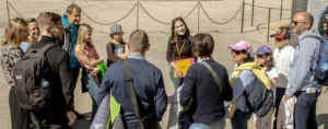 Tour group and guide in Barcelona during Architecture tour