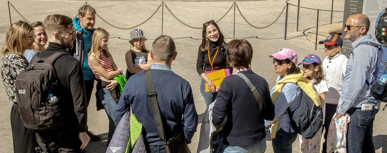 Tour group and guide in Barcelona during Architecture tour