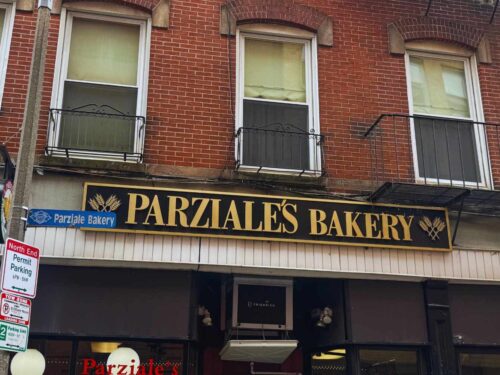 Parziales Bakery sign during Boston Food Tour