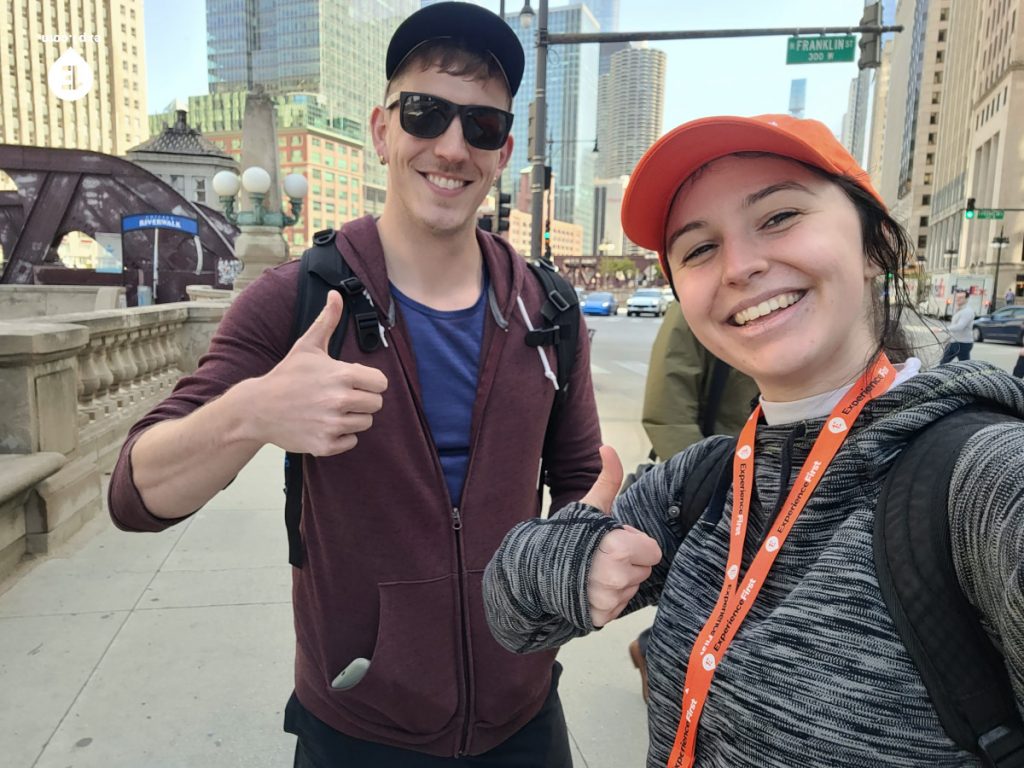Group photo Chicago Riverwalk Architecture Tour on Apr 8, 2024 with Isabel