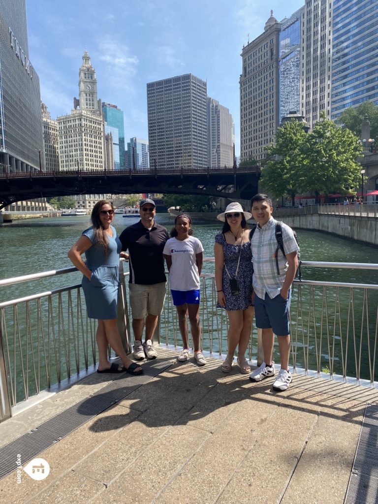 Group photo Chicago Riverwalk Architecture Tour on Aug 14, 2024 with Dave