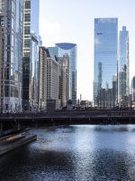 Landscape shot of Chicago River and skyscrapers during Chicago Food and Culture Tour
