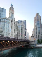 Chicago skyline along the river