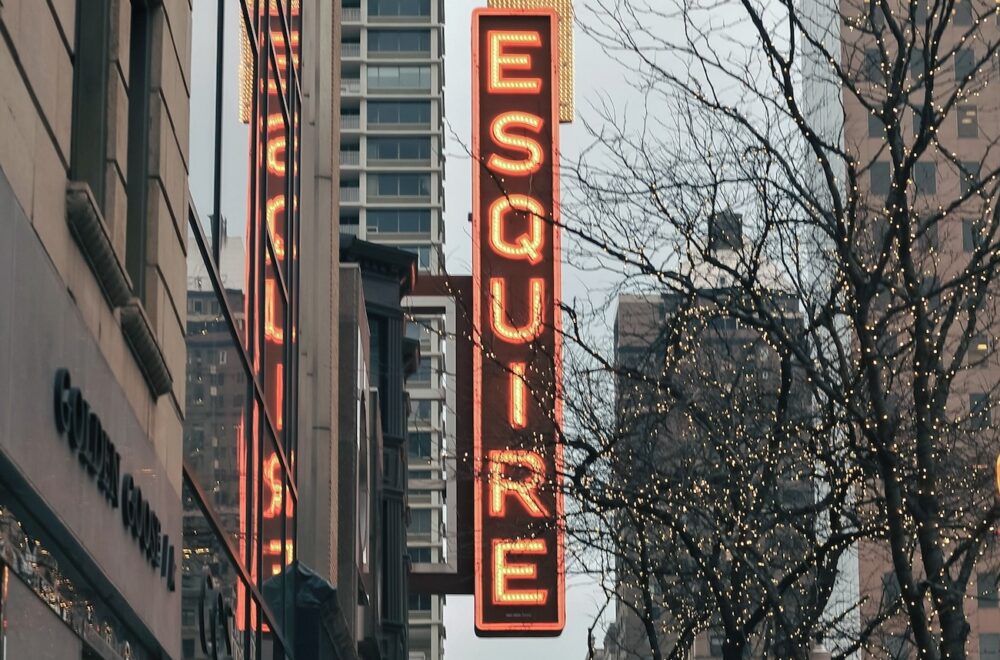 Esquire Theater sign seen on Chicago architecture tour