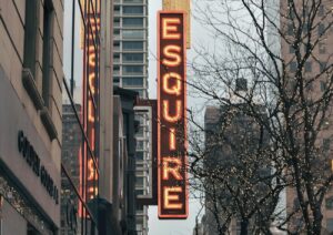 Esquire Theater sign seen on Chicago architecture tour
