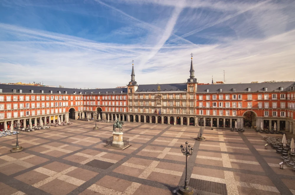 Aerial view of Plaza Mayor in Madrid