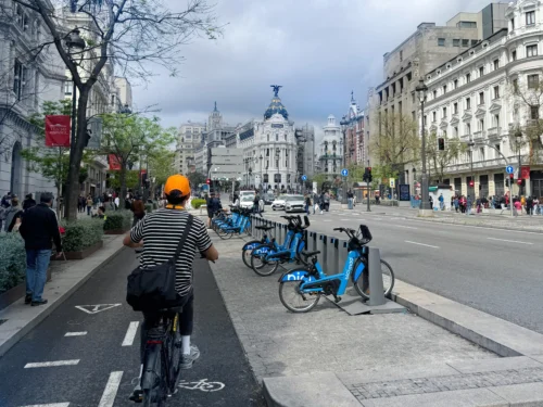 Tour guide during Madrid bicycle tour