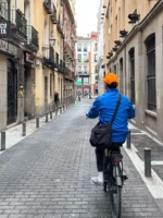 Madrid bike tour guide bicycling through scenic street