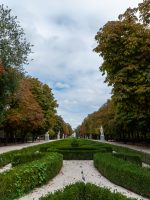 Scenic fall El Retiro park vista in Madrid, Spain