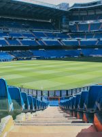 View of inside football field inside Bernabeu Stadium during daytime