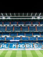 View of section of seating inside Bernabeu Stadium
