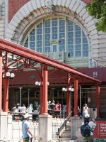 Close up of Ellis Island entrance on a sunny day during Statue of Liberty tour