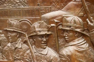 Firefighters memorial close-up at Ground Zero during 9/11 Insider tour